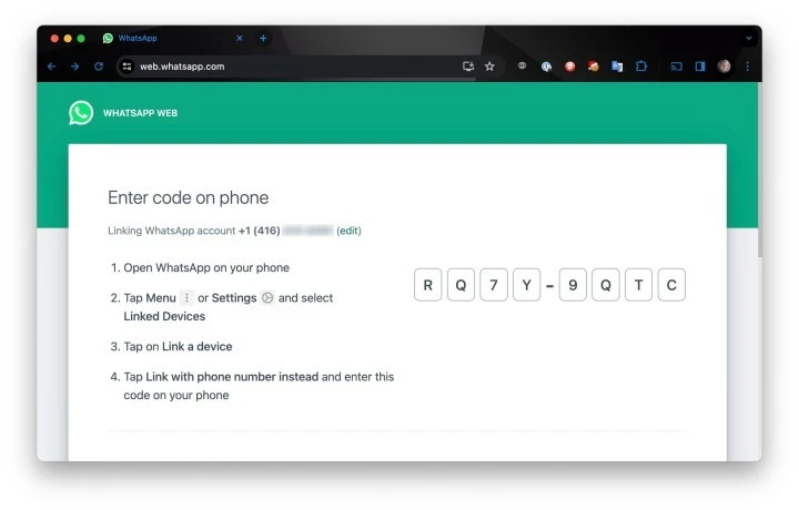 WhatsApp Web-Aktivierungscode